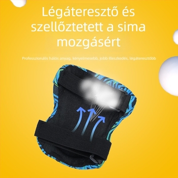 Gyerekeknek 6 darabos védőfelszerelés készlet görkorcsolya, gördeszka és egyensúlykerékpárhoz — vastagított védelem térdeknek, könyöknek, csuklóknak és fejnek