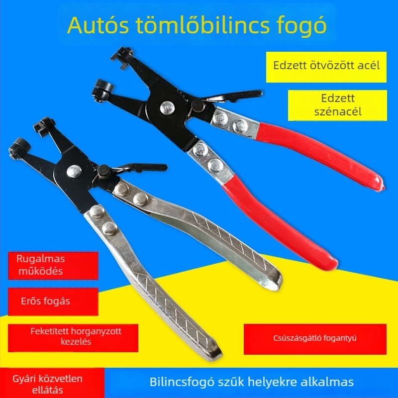Autóvízcső bilincs fogó, egyenes torok