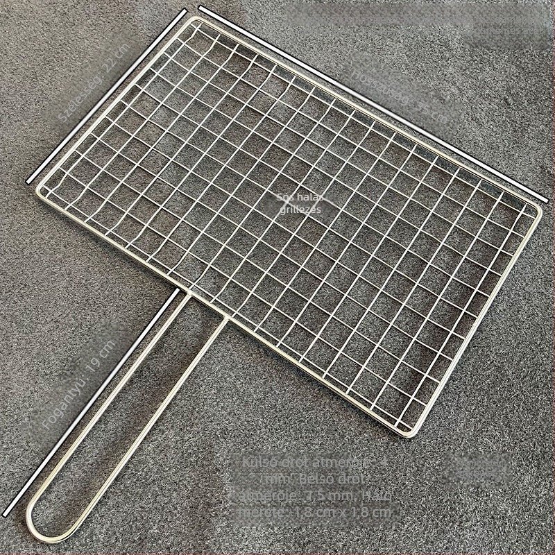 304 rozsdamentes acél négyszögletes grillrács, egy darabos kivitel, megerősített, kültéri használatra