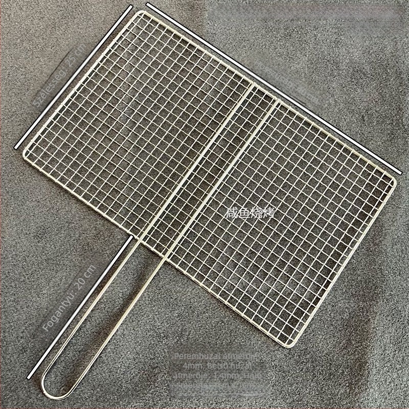 304 rozsdamentes acél négyszögletes grillrács, egy darabos kivitel, megerősített, kültéri használatra