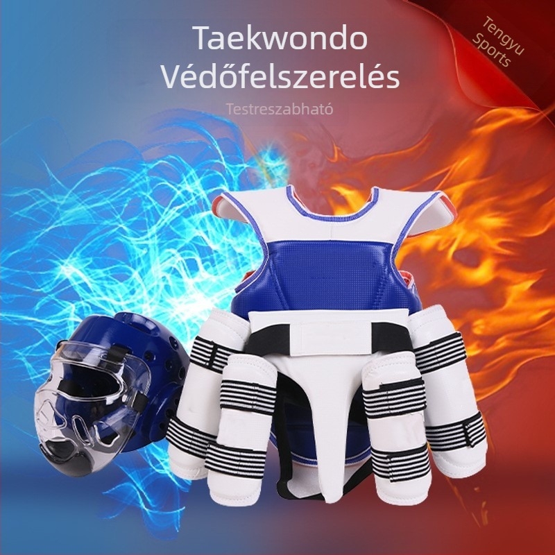 Taekwondo védőfelszerelés teljes készlet gyermekeknek és felnőtteknek — edzésfelszerelés védő sisakkal
