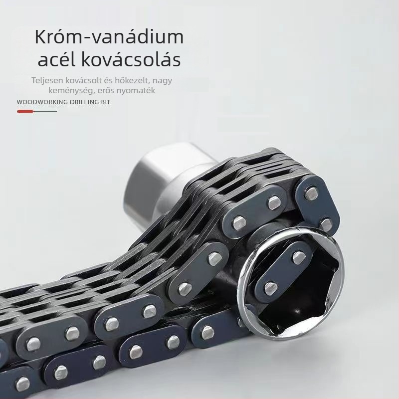 Állítható olajszűrő kulcs kettős láncú hüvely, 44-52 mm, autókarbantartáshoz