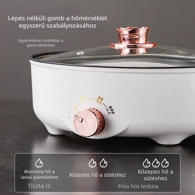 Chestnut elektromos grill serpenyő kerámia panellel, 26–28 cm, egyoldali fűtés, 600 W, modell Ggx-18e, otthoni grillezéshez