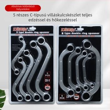 Rögzített fejű, kétirányú hajlított nyélű Torx kulcs, S-típusú kulcs, 5 darabos készlet, 12-ágú kivitel, autójavító szerszámkészlet racsival