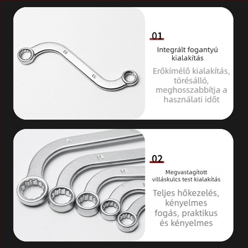 Rögzített fejű, kétirányú hajlított nyélű Torx kulcs, S-típusú kulcs, 5 darabos készlet, 12-ágú kivitel, autójavító szerszámkészlet racsival