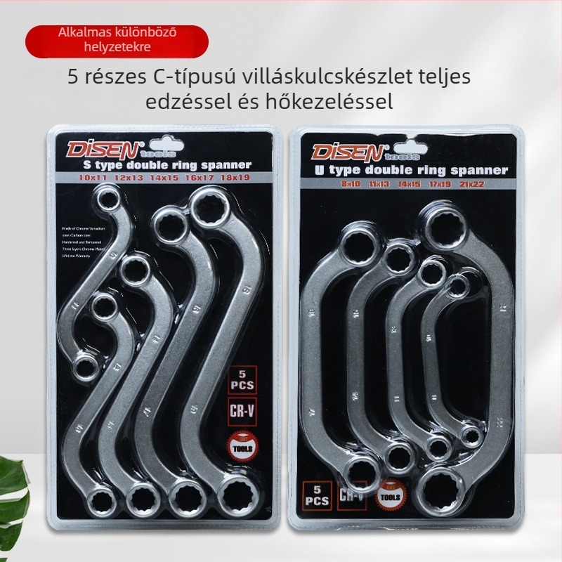 Rögzített fejű, kétirányú hajlított nyélű Torx kulcs, S-típusú kulcs, 5 darabos készlet, 12-ágú kivitel, autójavító szerszámkészlet racsival