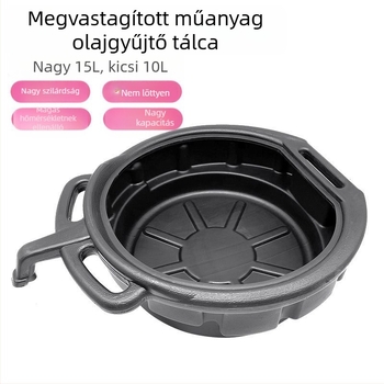 Megerősített műanyag olajgyűjtő tál szerszámokhoz, alkatrészek tisztítására szolgáló tál, 10L/15L autójavításhoz