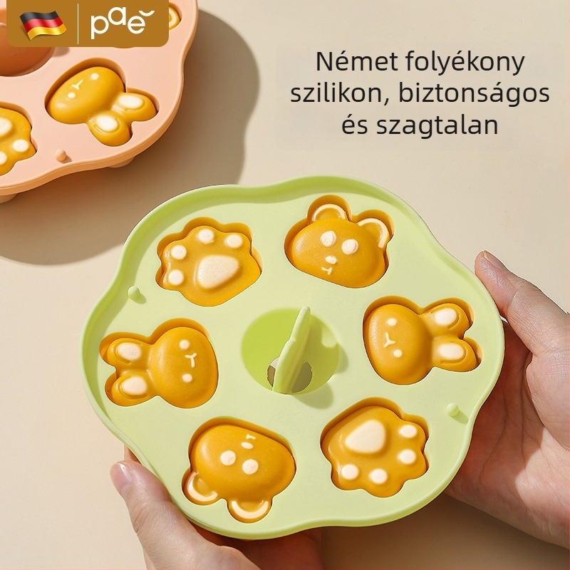 Babaétel párolt sütemény forma – élelmiszer-biztonságos szilikon, macska mancsa alak, rizses kolbászos sütemény sütőeszköz
