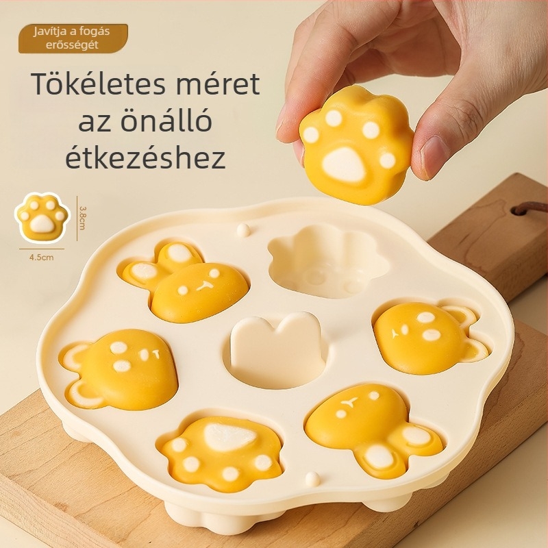 Babaétel párolt sütemény forma – élelmiszer-biztonságos szilikon, macska mancsa alak, rizses kolbászos sütemény sütőeszköz