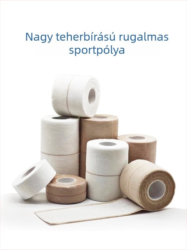 Könyök- és csuklóvédő készlet elasztikus kötésével, egyoldalú ragasztóval, harántcsíkolt mintával