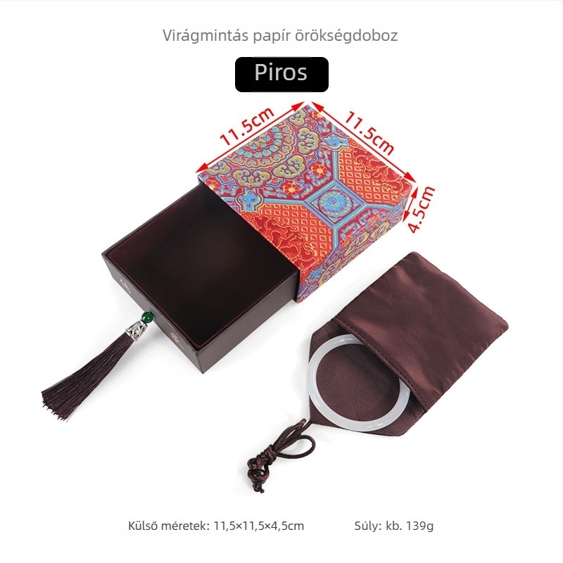 Vintage stílusú ékszerdoboz virágmintás kivitelben, karkötő-doboz, jáde gyöngyök tároló doboza, ékszer ajándék doboz, dekoratív csomagoló doboz