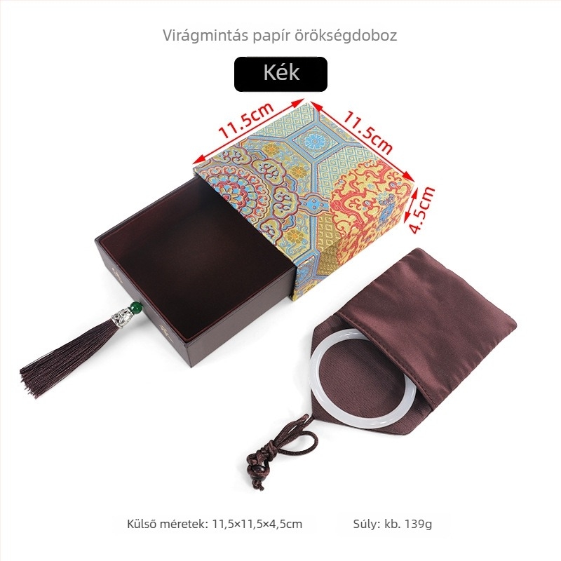 Vintage stílusú ékszerdoboz virágmintás kivitelben, karkötő-doboz, jáde gyöngyök tároló doboza, ékszer ajándék doboz, dekoratív csomagoló doboz