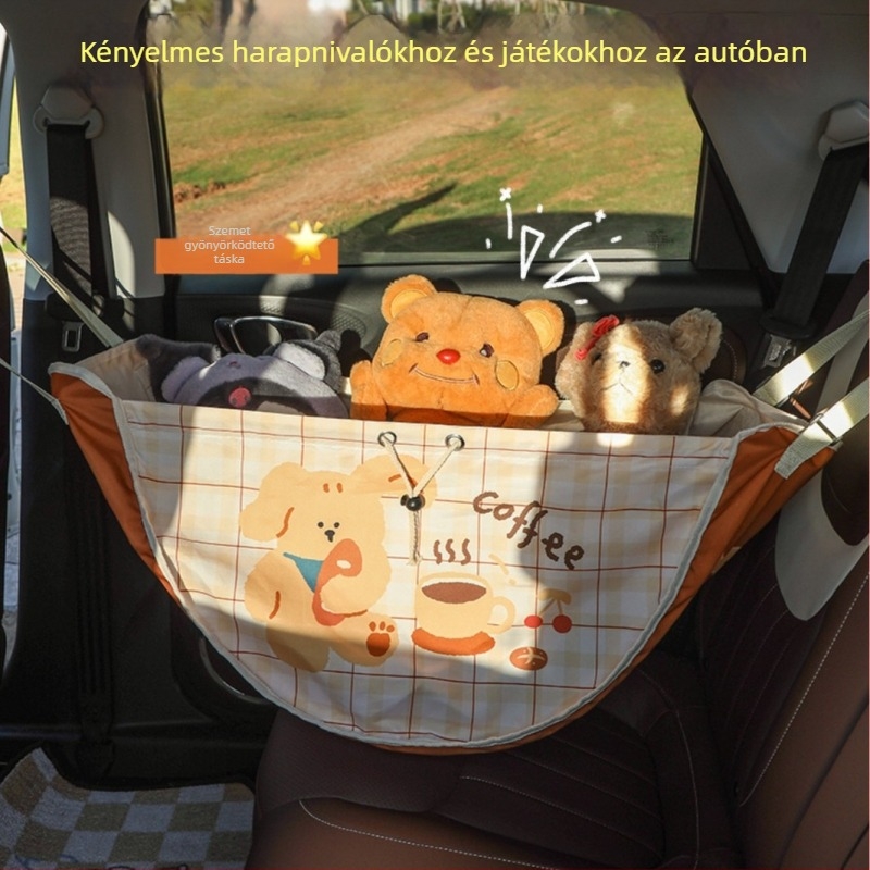 Autóba szerelhető többfunkciós tárolótáska nagy kapacitással, állítható akasztós tároló kültéri piknikhez, belső bélésű táska