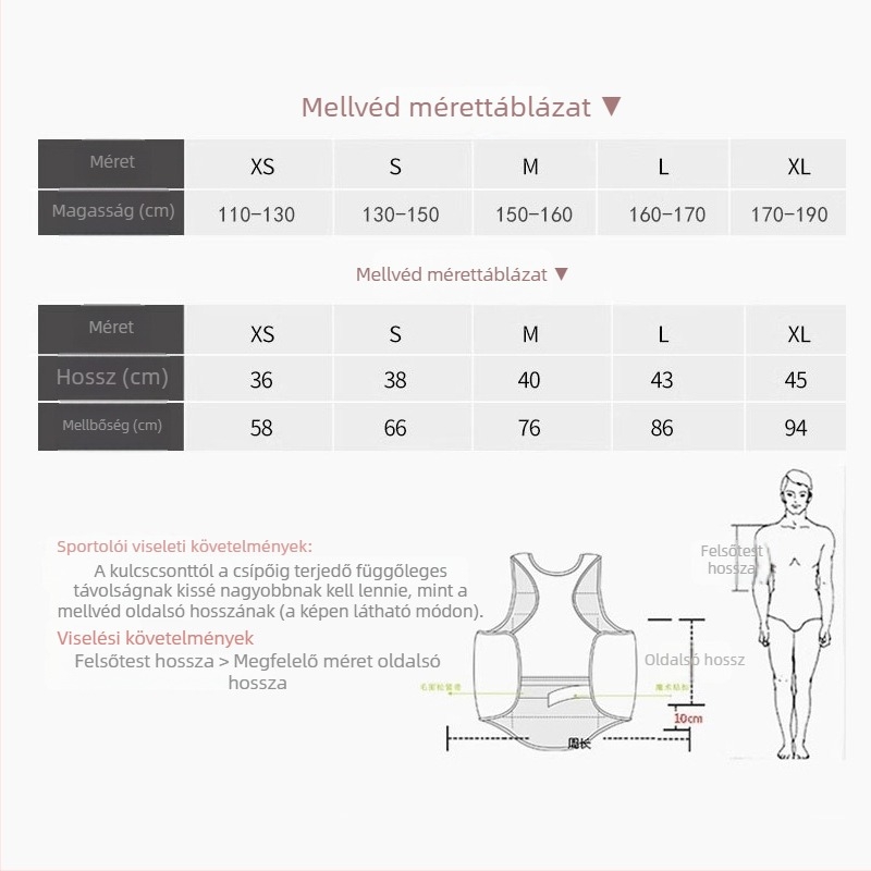 Karaté mellvéd Oxford anyagból, versenys típusú, gyermekeknek és felnőtteknek, vastagított mellvéd
