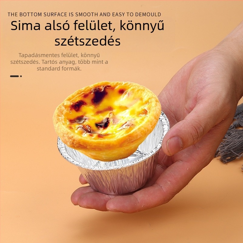 Nem tapadó kör alakú sütőforma alumíniumfóliából tojásos tartákhoz, pohárkákkal