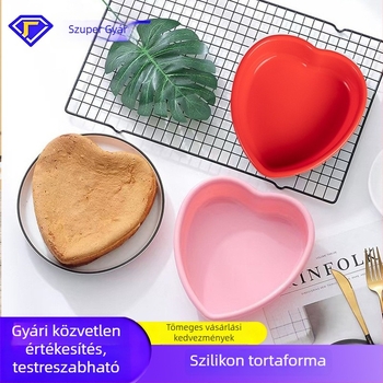 Szilikon sütőforma szív alakú, DIY rétegezett tortákhoz és mousse-hoz