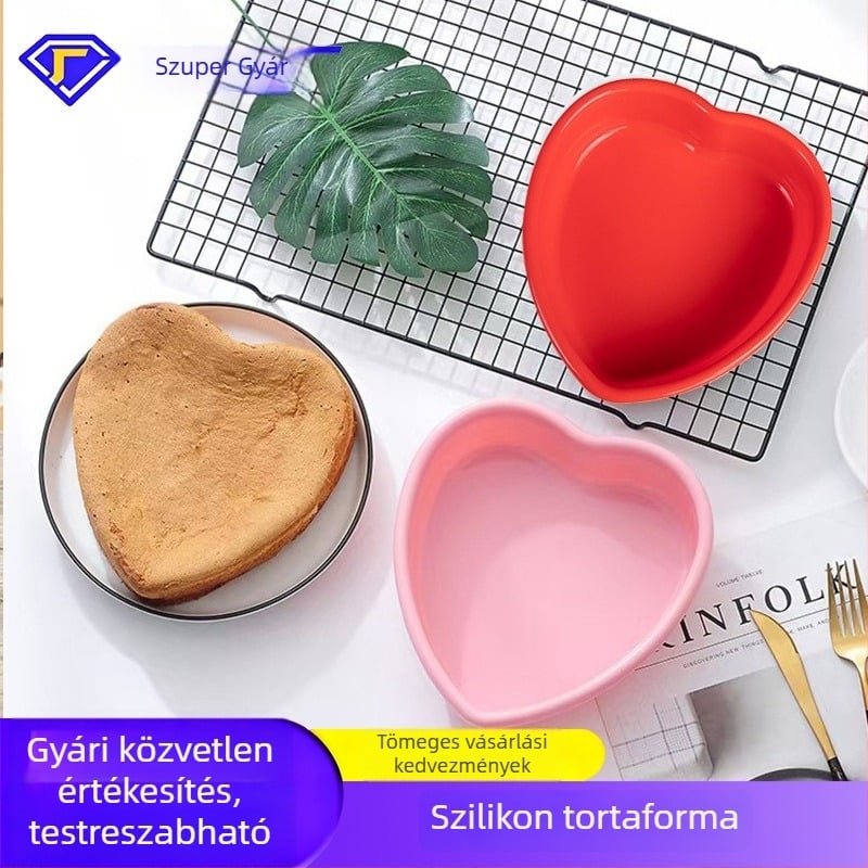 Szilikon sütőforma szív alakú, DIY rétegezett tortákhoz és mousse-hoz