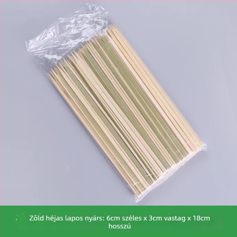Zöld bambusznyársak japán faszenes grillhez Yakitori és Oden számára, sík, egyszer használatos, 9–30 cm