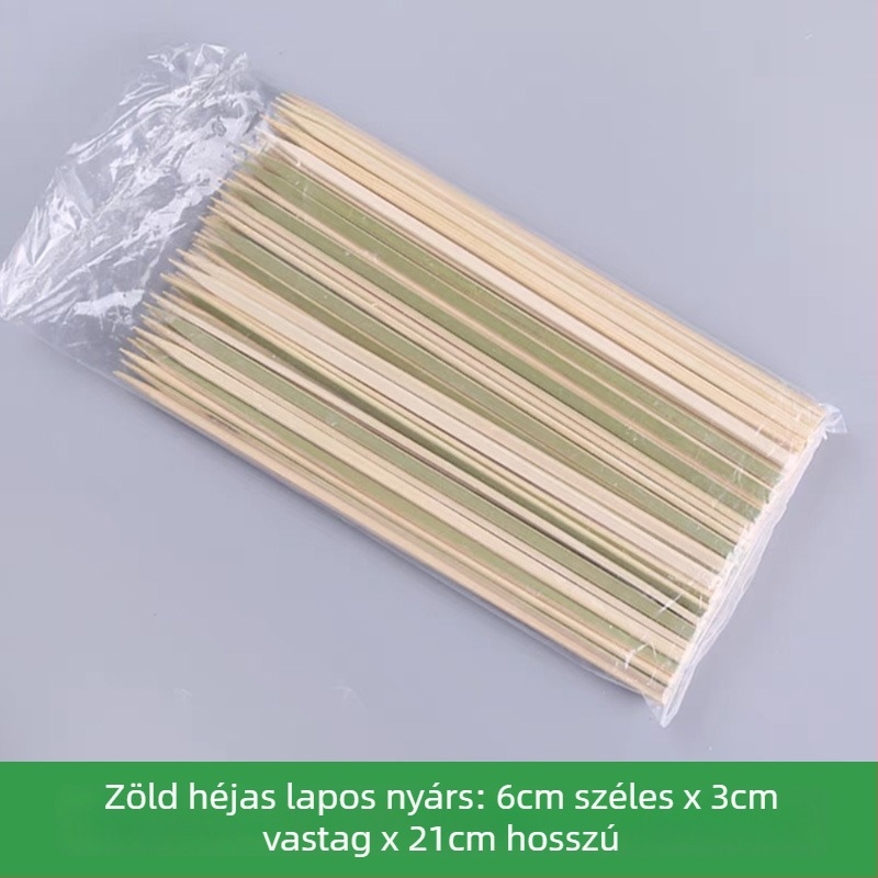Zöld bambusznyársak japán faszenes grillhez Yakitori és Oden számára, sík, egyszer használatos, 9–30 cm