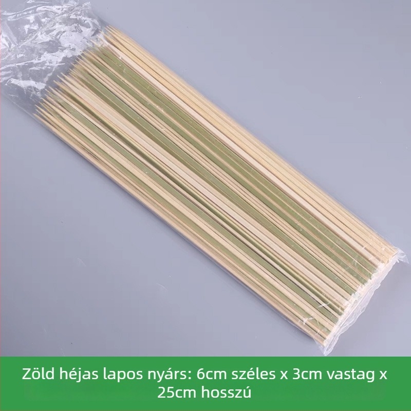Zöld bambusznyársak japán faszenes grillhez Yakitori és Oden számára, sík, egyszer használatos, 9–30 cm
