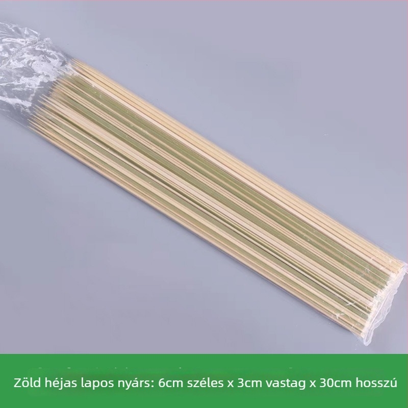 Zöld bambusznyársak japán faszenes grillhez Yakitori és Oden számára, sík, egyszer használatos, 9–30 cm