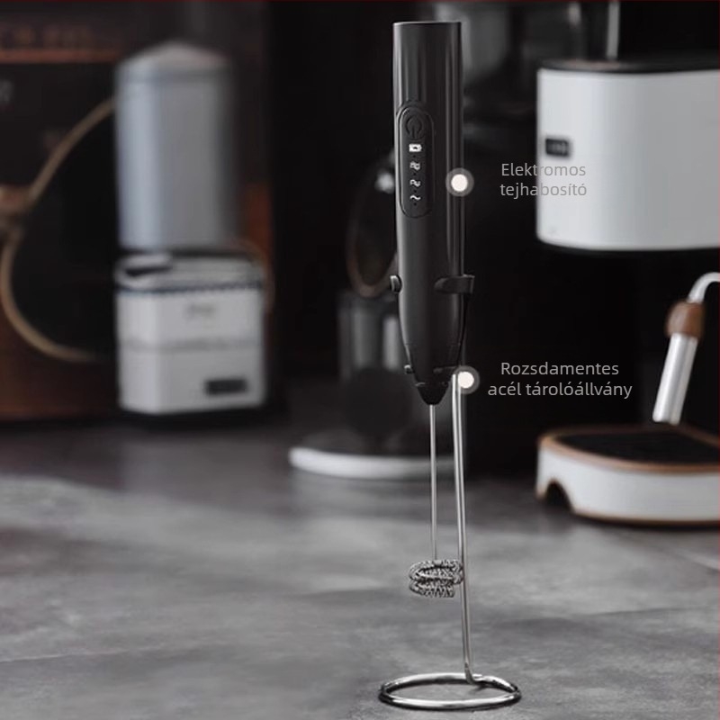 Bincoo Elektromos tejhabosító kávéhoz, kézi habosító a latte art-hoz, otthoni használatra