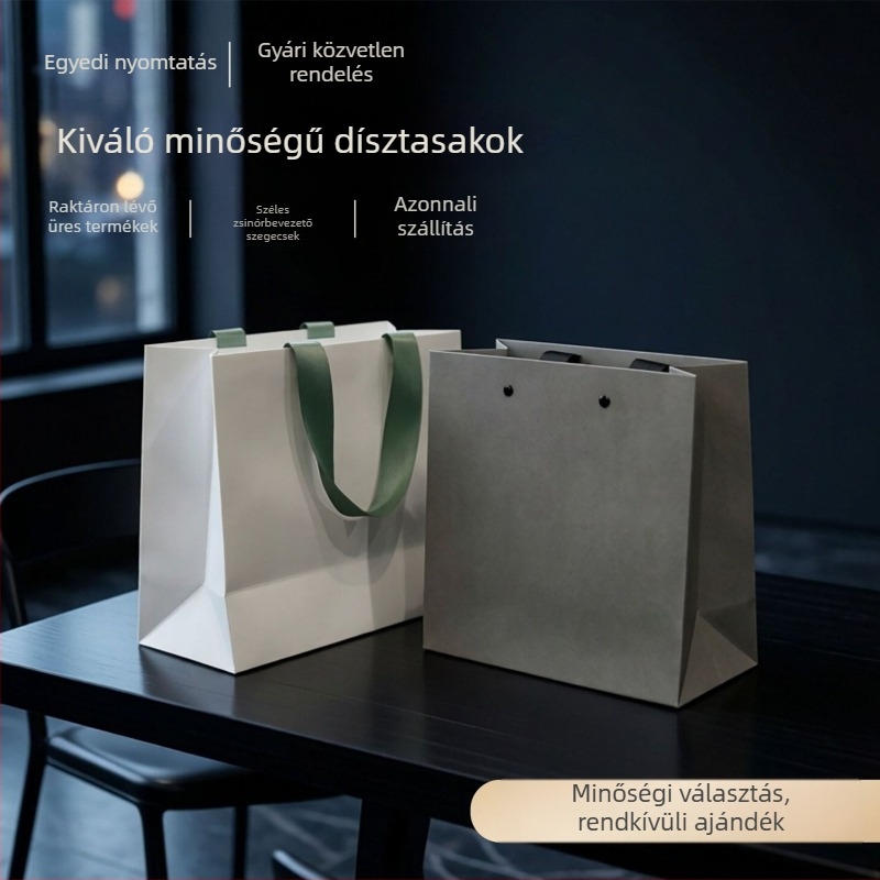 Készleten – magas minőségű üzleti ajándéktáskák megnyitó rendezvényekre, logóval nyomtathatók, papírtáskák