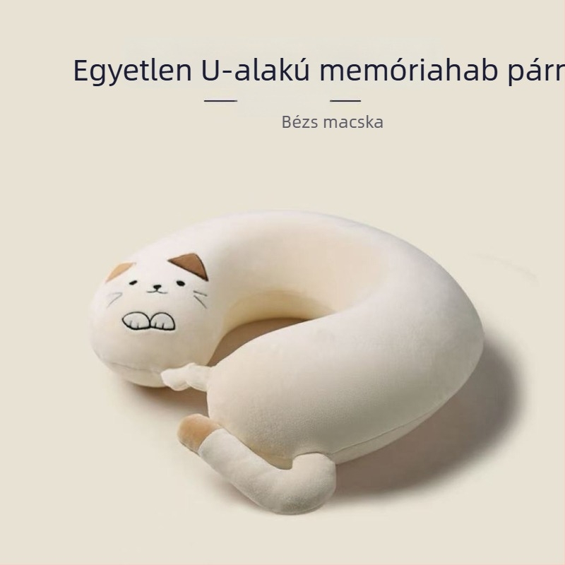 Memóriahabos nyakpárna, állat alakú, rajzfilmszerű dizájnnal, lassú rebounddal, autóútra és rövid szundikáláshoz.