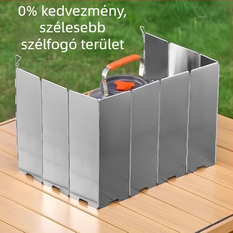 Kültéri szélvédő kemping főzőhöz – összecsukható alumínium védőpanel
