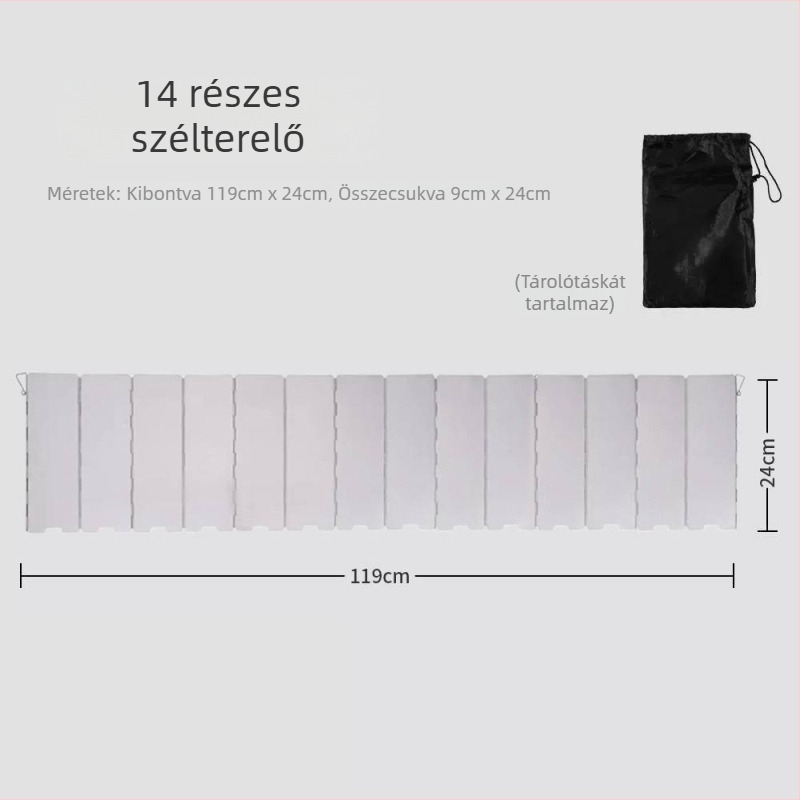 Kültéri szélvédő kemping főzőhöz – összecsukható alumínium védőpanel