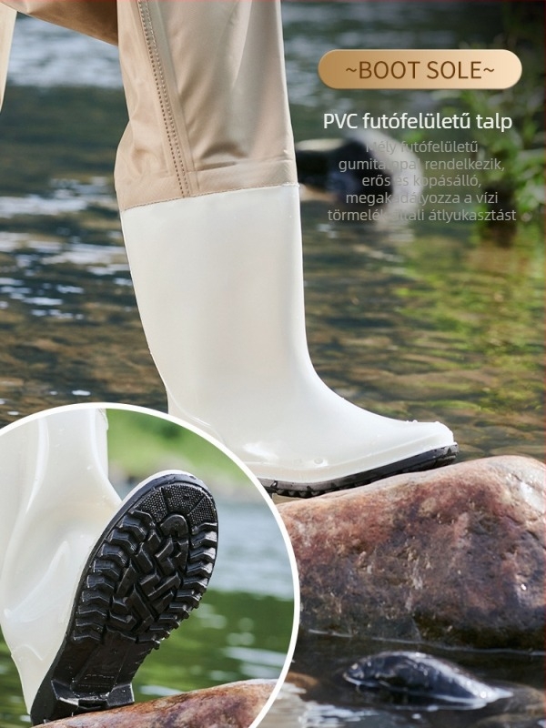 Nylon vízálló waders beépített csizmával és vízálló nadrággal horgászathoz és családi vízi tevékenységekhez