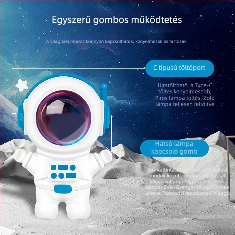 Új kerékpár hátsó lámpa USB töltéssel, űrhajós dizájnnal éjszakai biciklizéshez