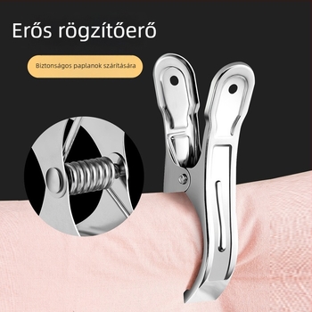 Rozsdamentes acél szárító klipsz — nagy klipsz plédekre, ruhákra, fehérneműre, zokikra és sálakra; szélálló kialakítás