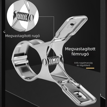 Rozsdamentes acél szárító klipsz — nagy klipsz plédekre, ruhákra, fehérneműre, zokikra és sálakra; szélálló kialakítás