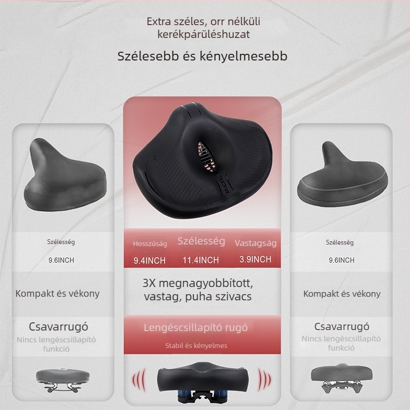 Bőr ergonómikus MTB nyereg, orr nélküli kialakítás, vastagított, csúszásmentes, ütéscsillapító