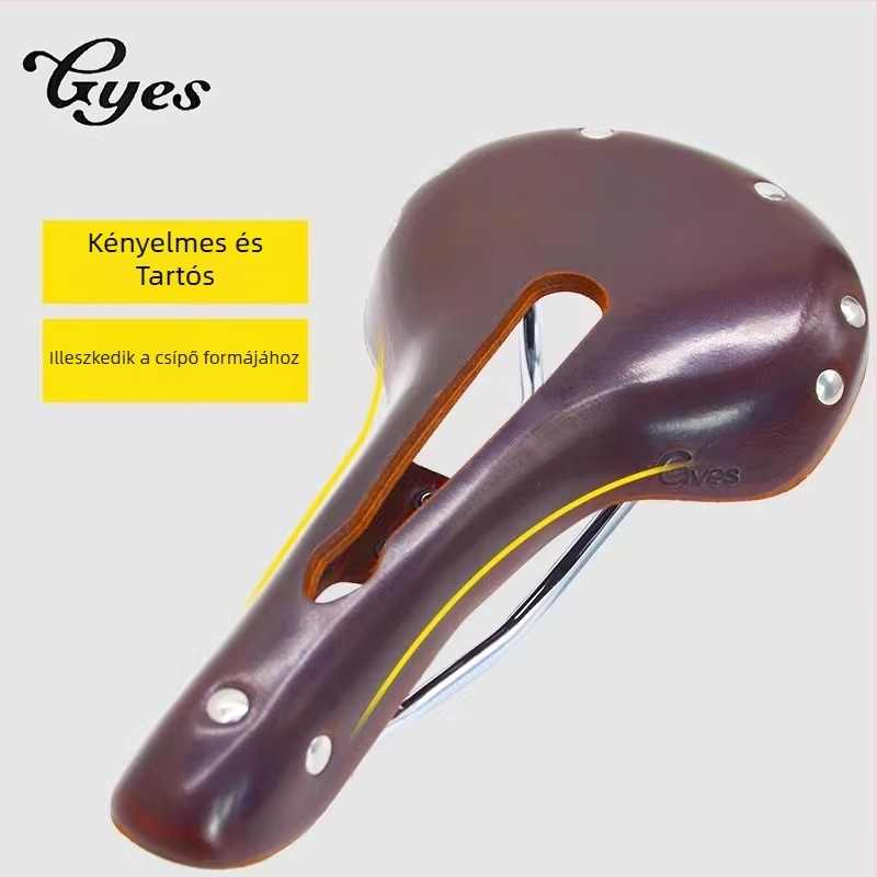 Gyes tehénbőr kerékpárnyereg, retro összecsukható kerékpárnyereg, légáteresztő üreges GS-06H
