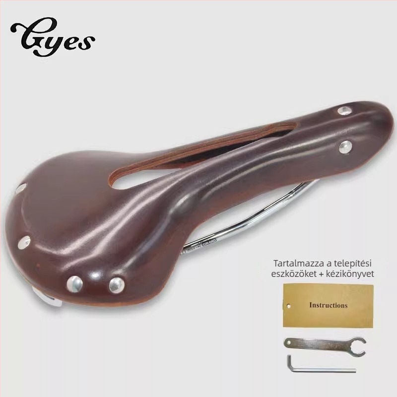 Gyes tehénbőr kerékpárnyereg, retro összecsukható kerékpárnyereg, légáteresztő üreges GS-06H