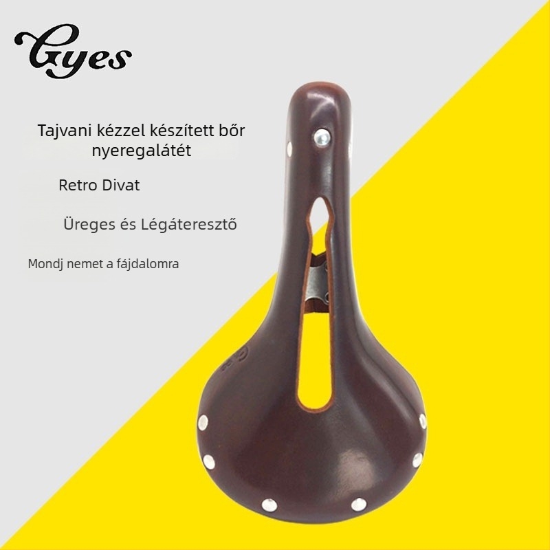 Gyes tehénbőr kerékpárnyereg, retro összecsukható kerékpárnyereg, légáteresztő üreges GS-06H