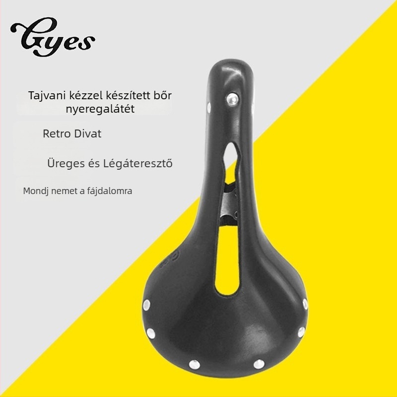 Gyes tehénbőr kerékpárnyereg, retro összecsukható kerékpárnyereg, légáteresztő üreges GS-06H