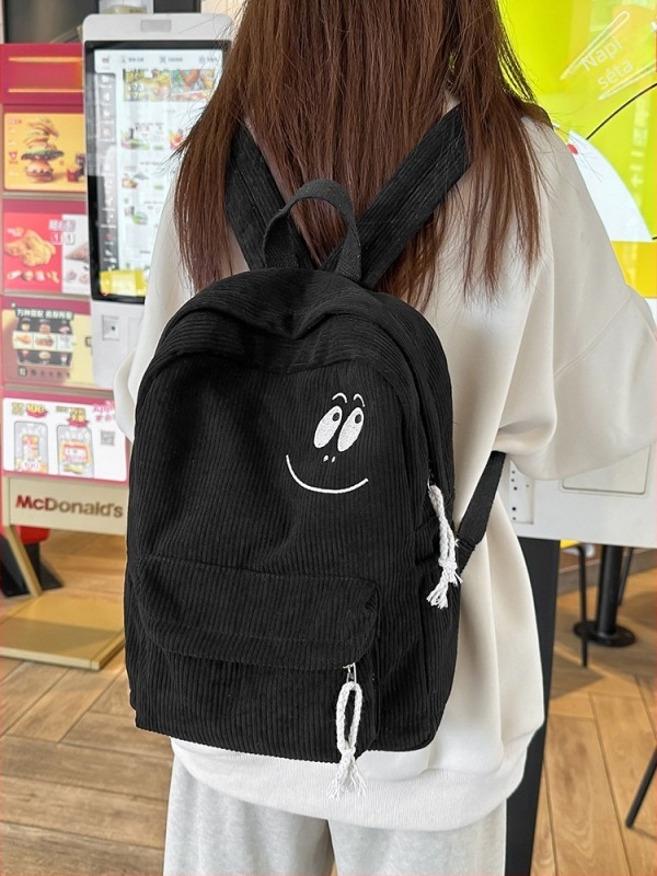 Harajuku stílusú korduroy hátizsák középiskolásoknak, egyszerű és sokoldalú