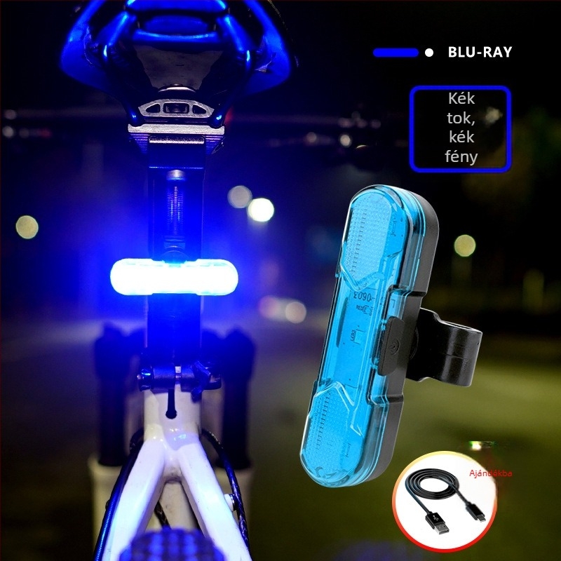 USB-töltővel ellátott kerékpár hátsó lámpa, éjszakai kerékpározáshoz figyelmeztető fény, nagy fényerejű