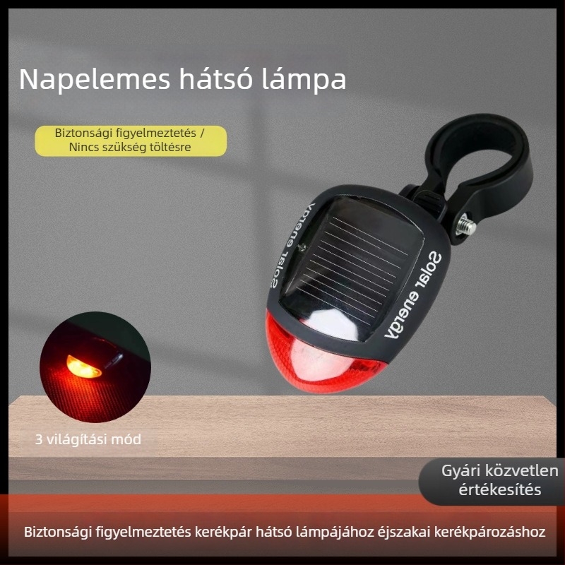 Napelemmel működő hátsó kerékpár lámpa, hegyi és országúti kerékpárokhoz, éjszakai tekeréshez, dekoratív kerékpár világítás