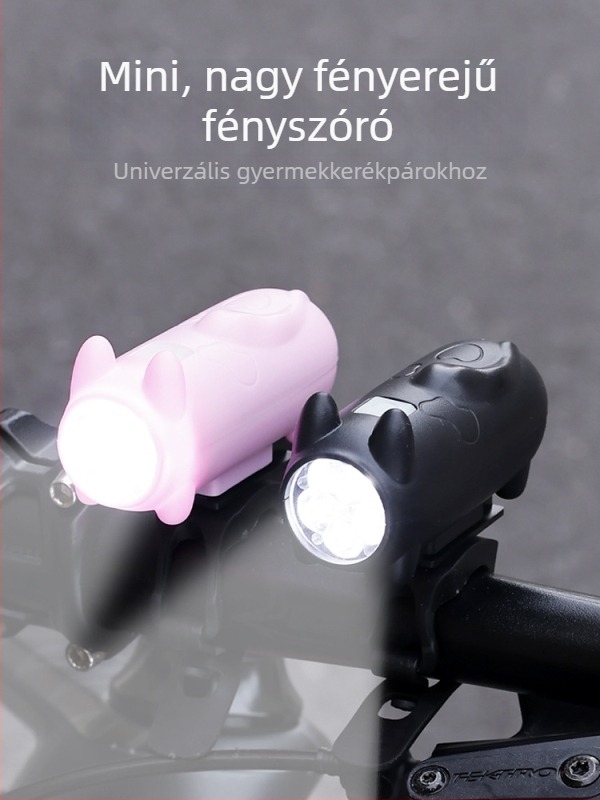 Kerékpár első lámpa többfunkciós kürttel, vízálló USB-C töltésű macskás dizájnnal, hegyi és városi kerékpárokhoz