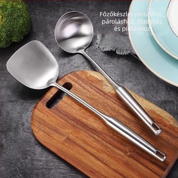 304 rozsdamentes acél konyhai eszköz készlet: spatula, lyukacsos kanál, serpenyő-spatula és leszűrőkanál