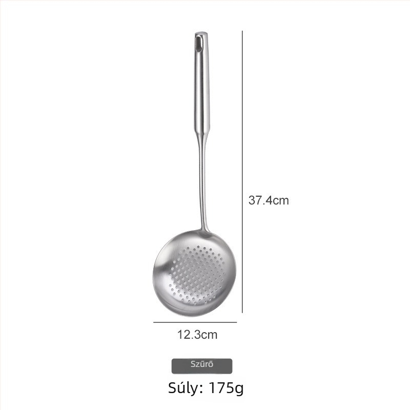 304 rozsdamentes acél konyhai eszköz készlet: spatula, lyukacsos kanál, serpenyő-spatula és leszűrőkanál