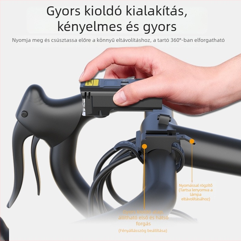Éjszakai kerékpár világítás intelligens fényérzékelővel, távirányítóval, hangszóróval, digitális kijelzővel, USB töltés