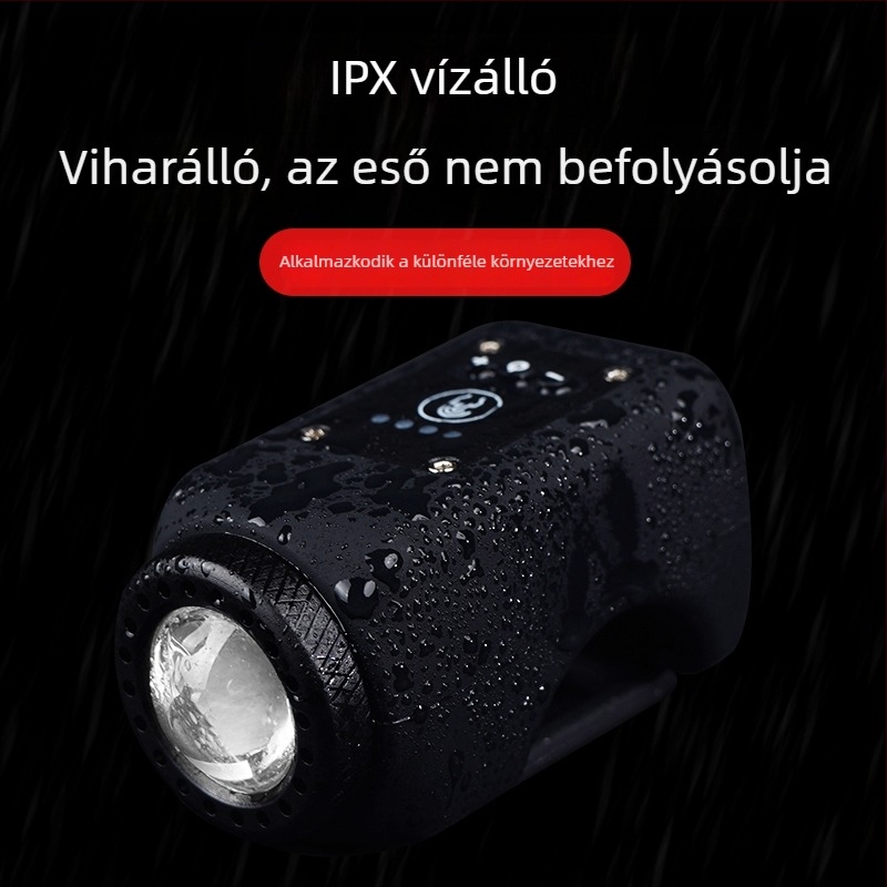 Érintésvezérlésű, újratölthető kerékpár első lámpa, magas fényerővel és hangos csengővel éjszakai tekeréshez