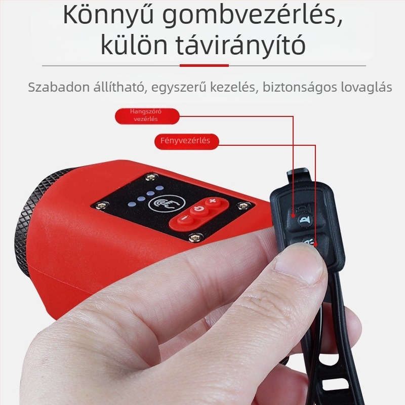 Érintésvezérlésű, újratölthető kerékpár első lámpa, magas fényerővel és hangos csengővel éjszakai tekeréshez