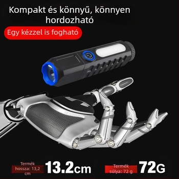 Kihúzható zseblámpa tollklipszzel, erős fény, hosszú hatótávú fény, kemping és túra világítás