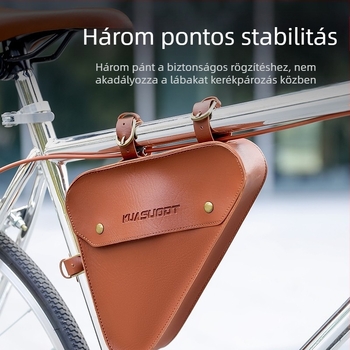 Retro stílusú első háromszög alakú kerékpáros táska MTB- és országúti kerékpárokhoz, vízálló, 2 L kapacitás